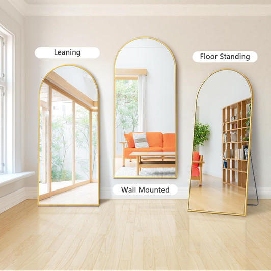 A2ZHOME 71" x 24" Gold Arch Full Length Mirror – Modern Standing Floor Mirror for Living Room, Bedroom, Bathroom