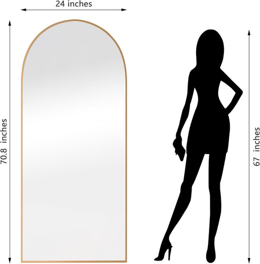 A2ZHOME 71" x 24" Gold Arch Full Length Mirror – Modern Standing Floor Mirror for Living Room, Bedroom, Bathroom