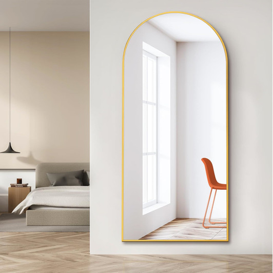 A2ZHOME 71" x 24" Gold Arch Full Length Mirror – Modern Standing Floor Mirror for Living Room, Bedroom, Bathroom