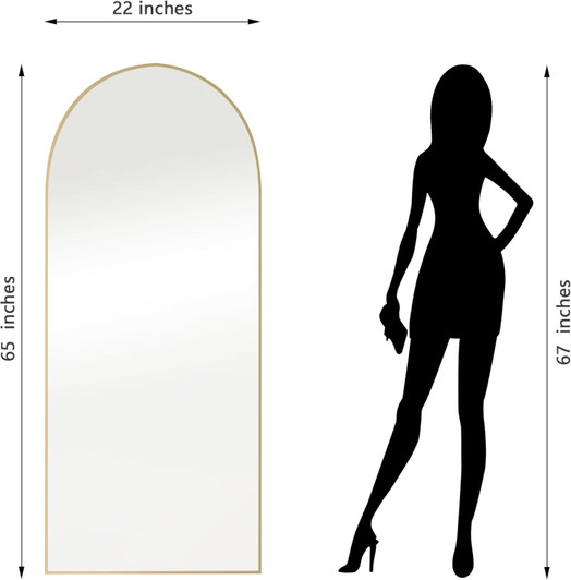 A2ZHOME 64" x 21" Gold Arch Full Length Mirror – Aluminum Alloy Frame, Free-Standing, Hanging, or Leaning