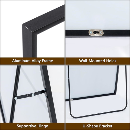 A2ZHOME 64" x 21" Black Full Length Mirror – Aluminum Alloy Frame, Free-Standing, Hanging, or Leaning