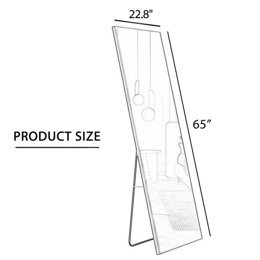 A2ZHOME 65" x 23" Black Full-Length Mirror – Aluminum Alloy Frame, Wall-Mounted or Floor-to-Ceiling