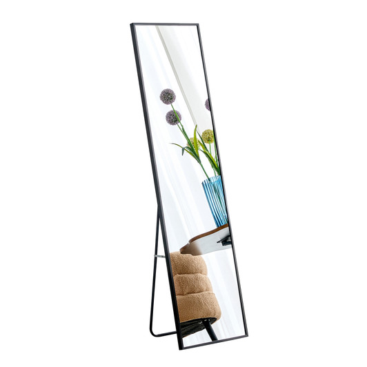 A2ZHOME 65" x 23" Black Full-Length Mirror – Aluminum Alloy Frame, Wall-Mounted or Floor-to-Ceiling