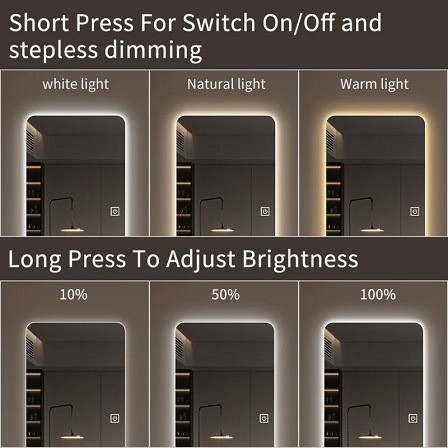 A2ZHOME 65" x 22" Full Body Mirror with Lights – Wall Hanging, Dimmable with 3 Color Lighting