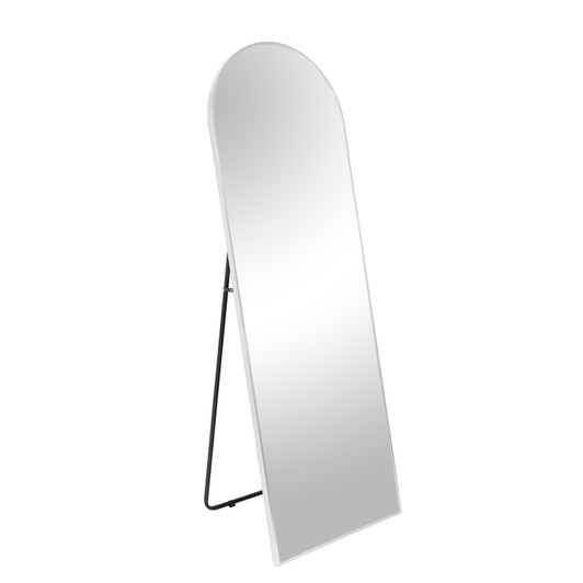 A2ZHOME White 63" x 20" Metal Arch Stand Full-Length Mirror – Modern Free-Standing Design