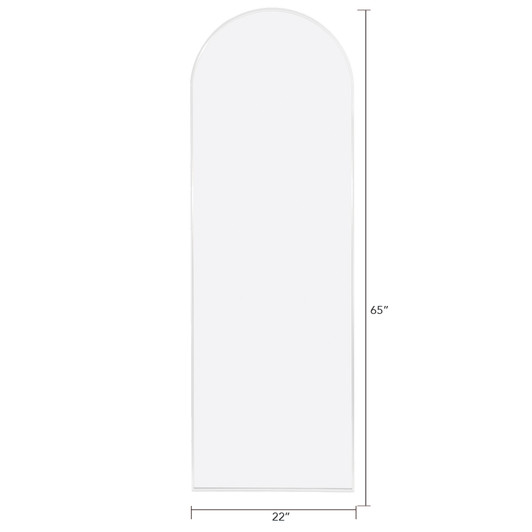 A2ZHOME White 65" x 22" Metal Arch Stand Full-Length Mirror – Modern Free-Standing Design