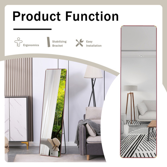 A2ZHOME 4th Generation Floor Standing Full-Length Mirror, 60" x 16.5", Wall Mounted for Bathroom, Bedroom, Foyer, Clothing Store