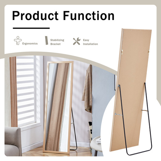 A2ZHOME Third Generation Full-Length Mirror with Thickened Border, 57.9" x 18.1", Dressing and Decorative Mirror for Bedroom, Entrance, Clothing Store