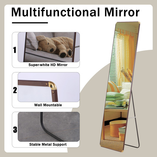 A2ZHOME 4th Generation Floor Standing Full-Length Mirror, 60" x 16.5", Wall Mirror for Bathroom, Bedroom, Foyer, Clothing Store