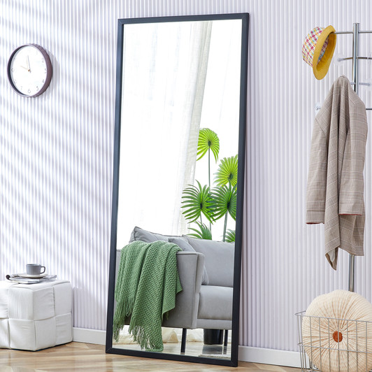 A2ZHOME Fourth Generation Black Solid Wood Frame Full-Length Mirror, 71" x 31.5", Floor Standing or Wall-Mounted Dressing Mirror for Bedroom, Porch, Clothing Store