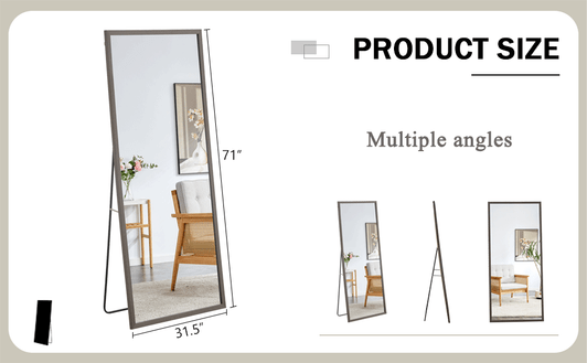 A2ZHOME Fourth Generation Solid Wood Frame Full-Length Mirror - 71" x 31.5"