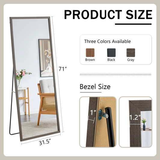 A2ZHOME Fourth Generation Solid Wood Frame Full-Length Mirror - 71" x 31.5"