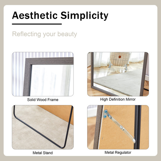 A2ZHOME Fourth Generation Solid Wood Frame Full-Length Mirror - 71" x 31.5"