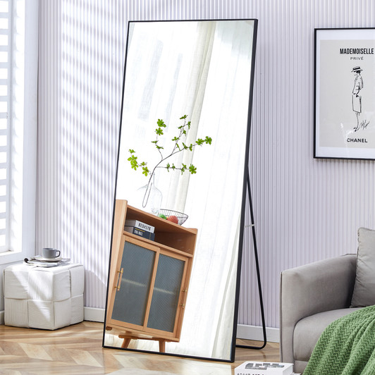 A2ZHOME Fourth Generation Black Solid Wood Frame Full-Length Mirror - 71" x 31.4"