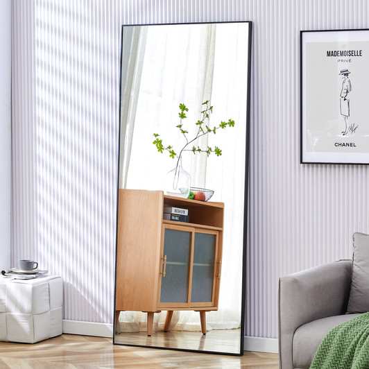 A2ZHOME Fourth Generation Black Solid Wood Frame Full-Length Mirror - 71" x 31.4"