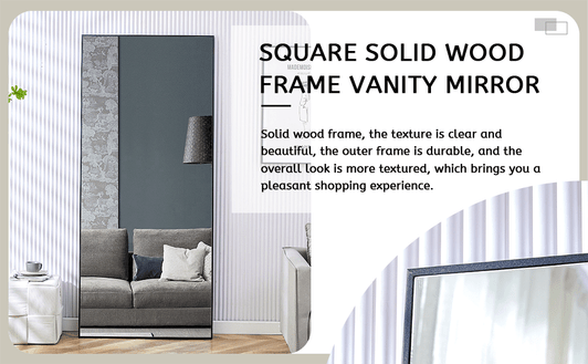 A2ZHOME Fourth Generation Black Solid Wood Frame Full-Length Mirror - 71" x 31.4"