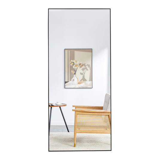 A2ZHOME Fourth Generation Black Solid Wood Frame Full-Length Mirror - 71" x 31.4"