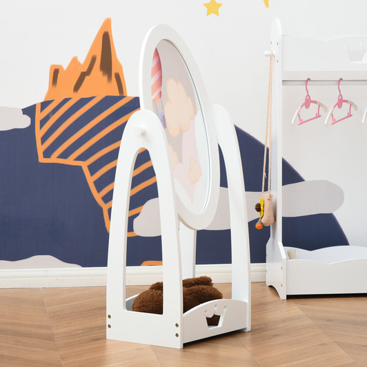 A2ZHOME Full Length Mirror for Children - Adjustable View for Dress-Up and Make-Up, White