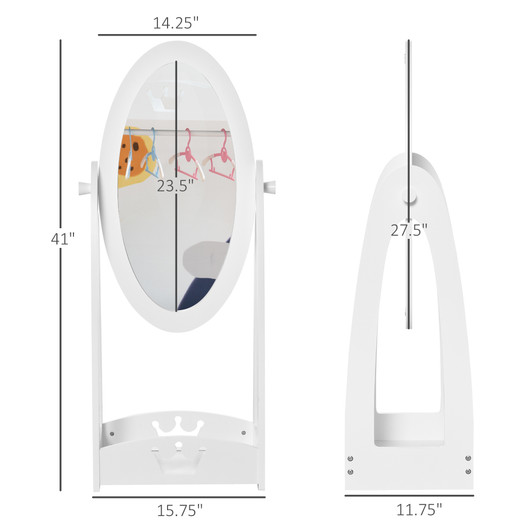 A2ZHOME Full Length Mirror for Children - Adjustable View for Dress-Up and Make-Up, White