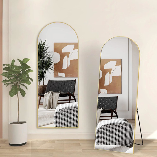 A2ZHOME Gold 65x22 Inch Metal Arch Stand Full-Length Mirror