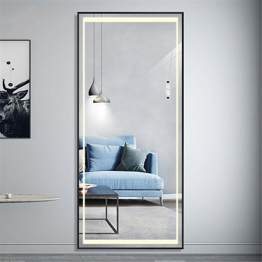 A2ZHOME Full Length Intelligent Human Body Induction LED Mirror - Aluminum Floor Standing, Big Size