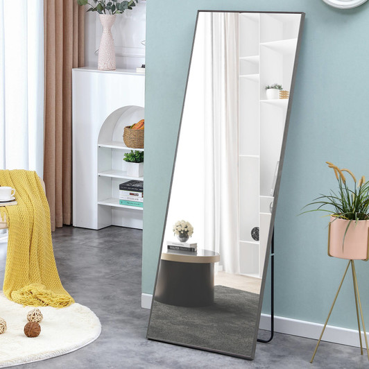 A2ZHOME 3rd Generation Grey Solid Wood Frame Full-Length Mirror - 65" x 23"