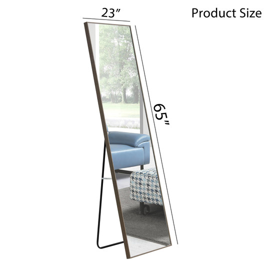 A2ZHOME 3rd Generation Grey Solid Wood Frame Full-Length Mirror - 65" x 23"