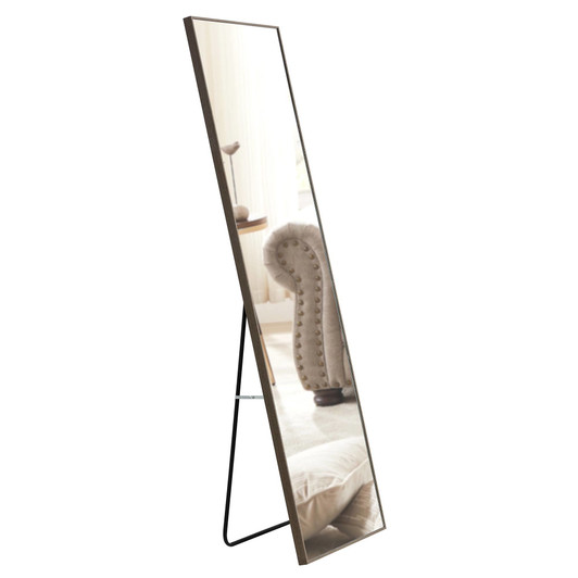 A2ZHOME 3rd Generation Grey Solid Wood Frame Full-Length Mirror - 65" x 23"