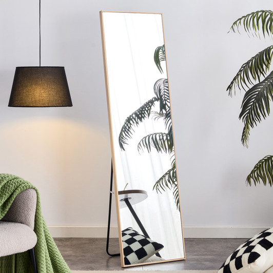A2ZHOME 3rd Generation Light Oak Solid Wood Frame Full-Length Mirror - 60" x 17.3"