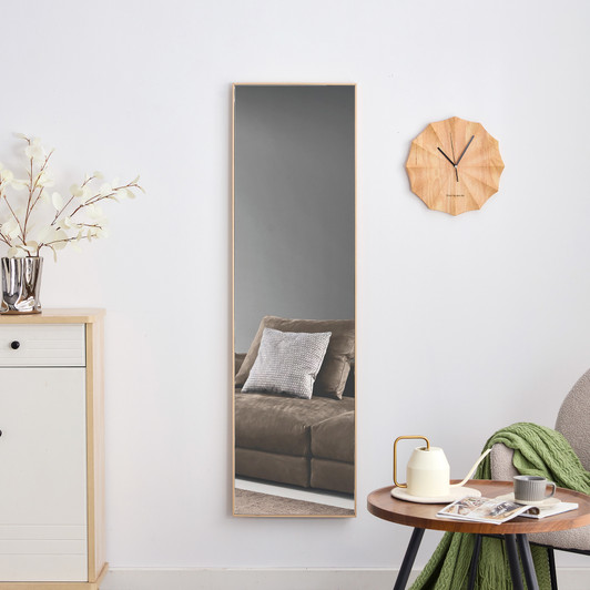 A2ZHOME 3rd Generation Light Oak Solid Wood Frame Full-Length Mirror - 60" x 17.3"