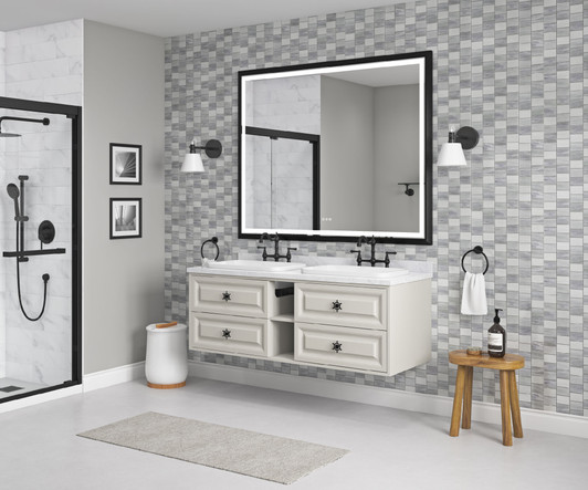 A2ZHOME 60" W x 48" H LED Lighted Bathroom Wall-Mounted Mirror with High Lumen & Anti-Fog Control