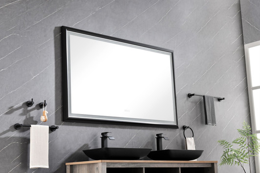 A2ZHOME 60" W x 48" H LED Lighted Bathroom Wall-Mounted Mirror with High Lumen & Anti-Fog Control