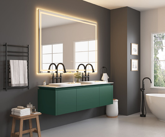 A2ZHOME 60" W x 48" H LED Lighted Wall-Mounted Mirror with High Lumen & Anti-Fog Control