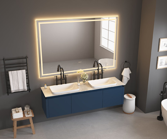 A2ZHOME 60" W x 48" H LED Lighted Wall-Mounted Mirror with High Lumen & Anti-Fog Control