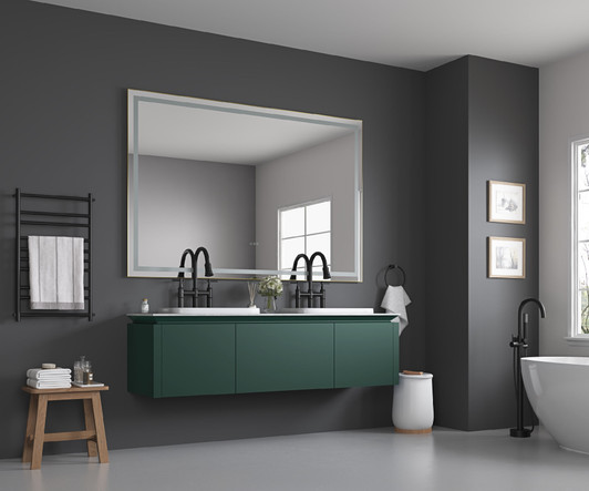 A2ZHOME 60" W x 48" H LED Lighted Wall-Mounted Mirror with High Lumen & Anti-Fog Control