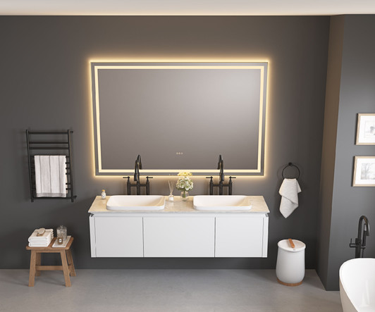 A2ZHOME 60" W x 48" H LED Lighted Wall-Mounted Mirror with High Lumen & Anti-Fog Control