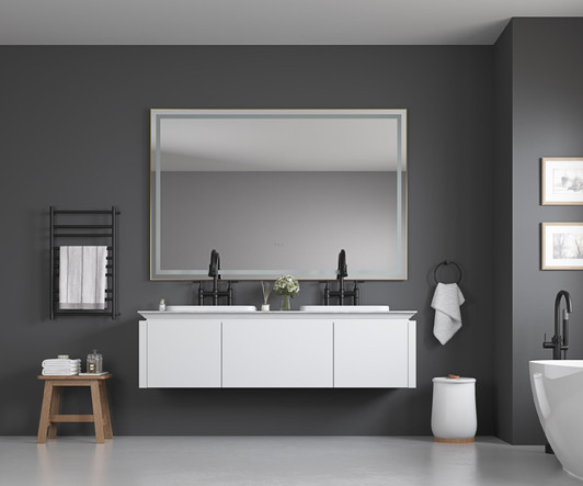 A2ZHOME 60" W x 48" H LED Lighted Wall-Mounted Mirror with High Lumen & Anti-Fog Control