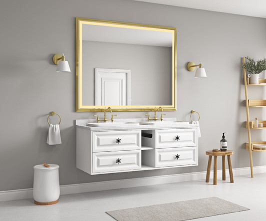 A2ZHOME 60" W x 48" H LED Lighted Wall-Mounted Mirror - High Lumen & Anti-Fog Control
