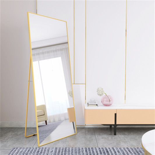 A2ZHOME Wall-Mounted Alloy Frame Full-Length Mirror - Golden
