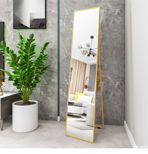 A2ZHOME Wall-Mounted Alloy Frame Full-Length Mirror - Golden