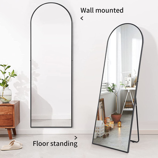 A2ZHOME Full-Length Arched-Top Mirror with Stand - Floor & Wall-Mounted Options