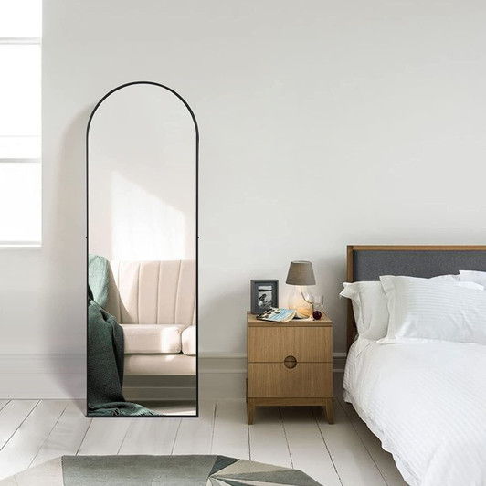 A2ZHOME Full-Length Arched-Top Mirror with Stand - Floor & Wall-Mounted Options