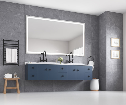 A2ZHOME 84" x 48" LED Lighted Wall-Mounted Mirror with High Lumen & Anti-Fog Control