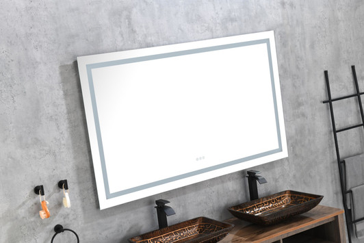 A2ZHOME 84" x 48" LED Lighted Wall-Mounted Mirror with High Lumen & Anti-Fog Control