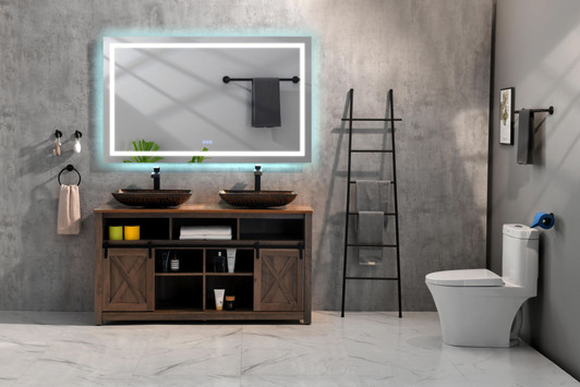 A2ZHOME 84" x 48" LED Lighted Wall-Mounted Mirror with High Lumen & Anti-Fog Control