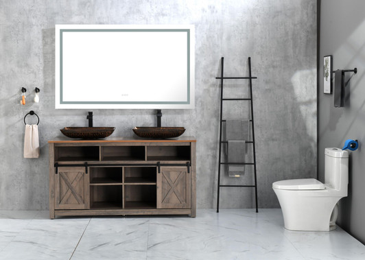 A2ZHOME 84" x 48" LED Lighted Wall-Mounted Mirror with High Lumen & Anti-Fog Control