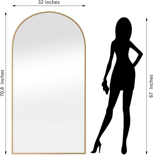 A2ZHOME 71" x 32" Arch Full-Length Mirror - Modern Design with Gold Wooden Frame