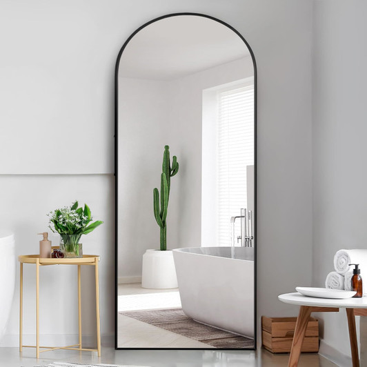 A2ZHOME 65" x 22" Arch Full-Length Mirror - Modern Design with Black Aluminum Alloy Frame