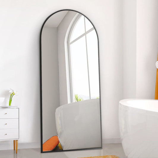A2ZHOME 65" x 22" Arch Full-Length Mirror - Modern Design with Black Aluminum Alloy Frame