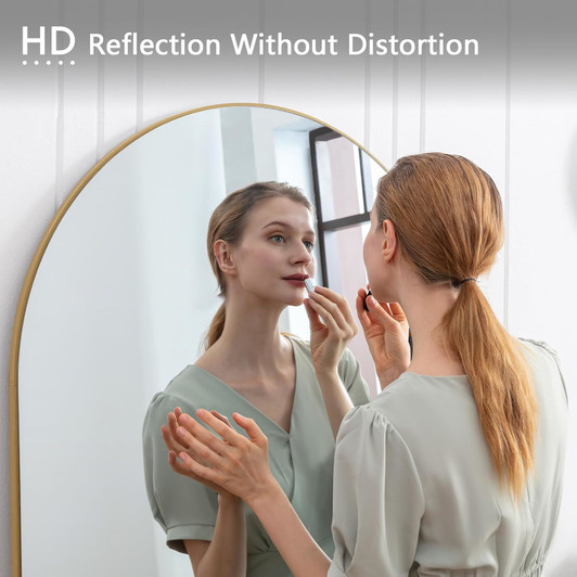 A2ZHOME 65" x 22" Arch Full-Length Mirror - Modern Design with Gold Wooden Frame